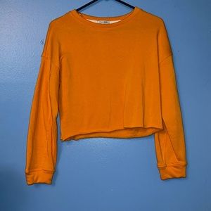 Mustard yellow/orange cropped fleece sweatshirt